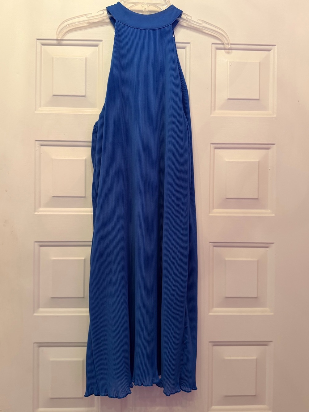 Japna Royal Blue Halter Tie Pleated Dress